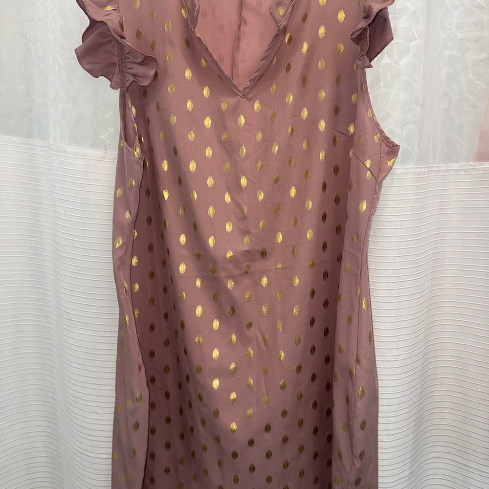 SHEIN Pink Dress with Gold Polka Dots